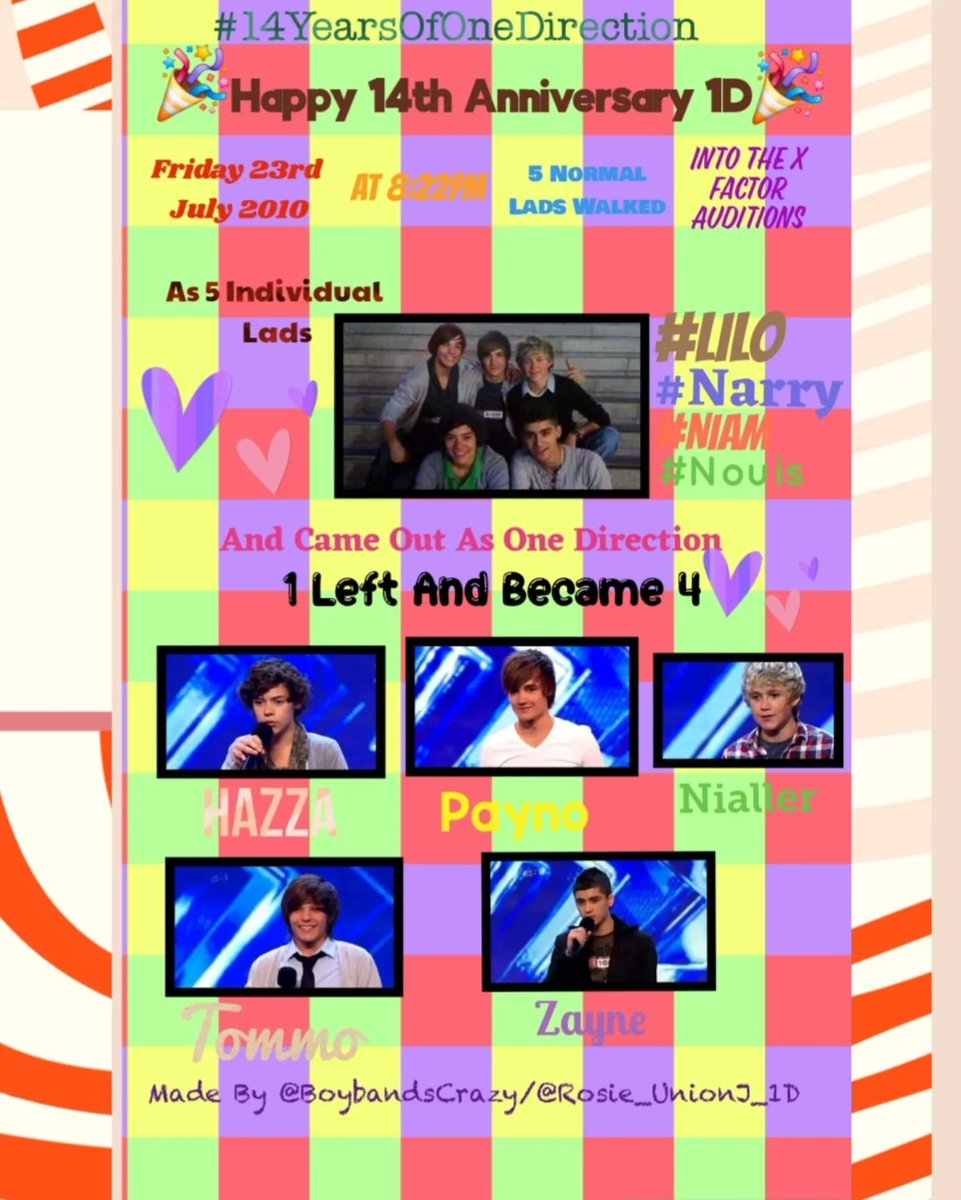 BoybandsCrazy's tweet photo. Happy 14th Anniversary One Direction!! I’m So Proud Of All 5 Of You And You Have Made Me So Proud And Smile Over The Past 14 Years!! ❤️👍🏻👬👬🧍‍♂️Xoxo #14YearsOfOneDirection @onedirection @Harry_Styles @Louis_Tomlinson @zaynmalik @LiamPayne @NiallOfficial https://t.co/li9IO403LE