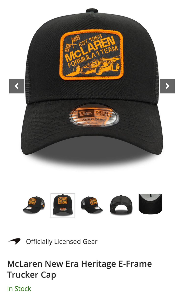 cheesy_poofs's tweet photo. Hey @McLarenF1, why is a Ligier depicted on your heritage hat ? https://t.co/o7fkHZosVU