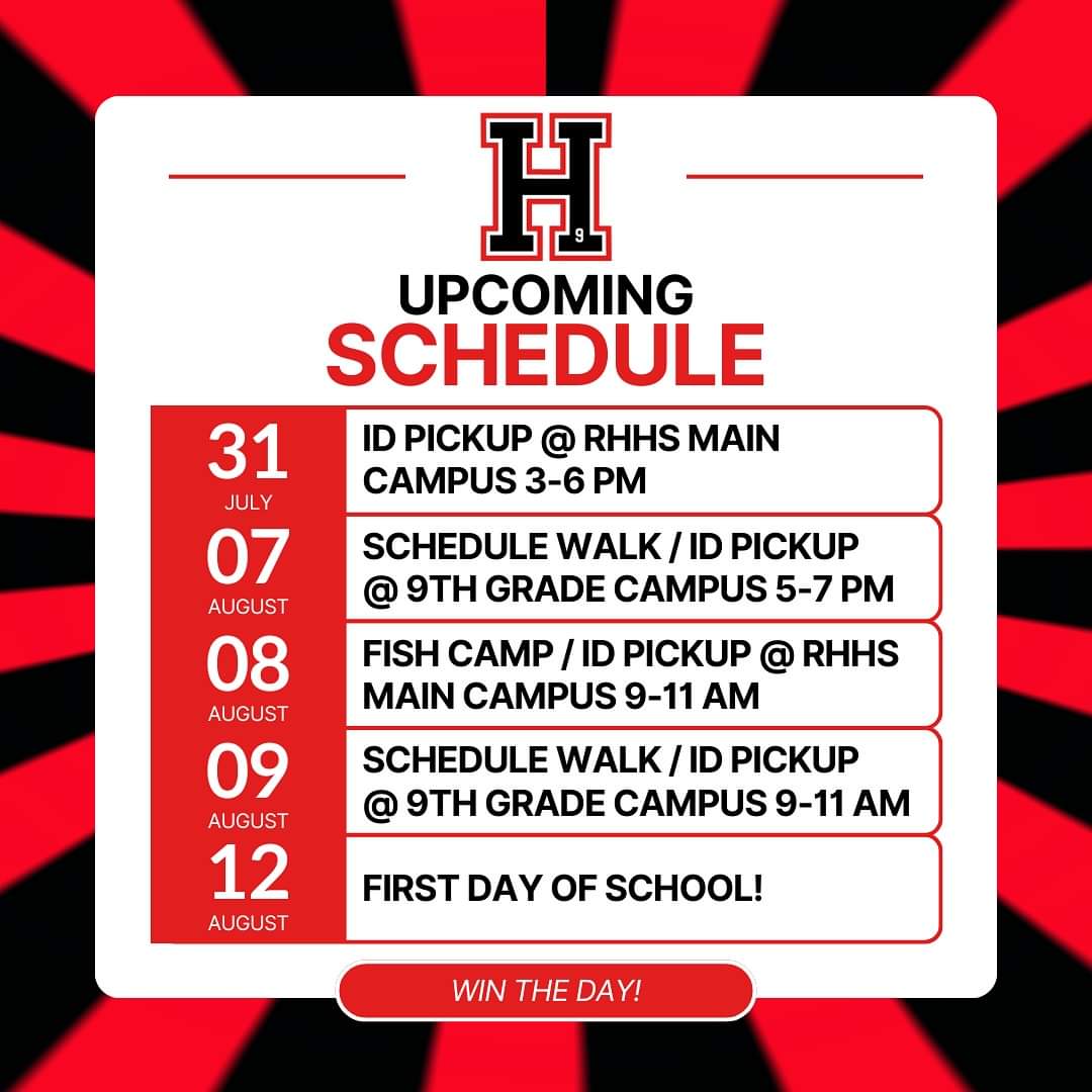 Remember these upcoming key dates for Heath Freshmen. Hope to see you there! #iloverockwallisd