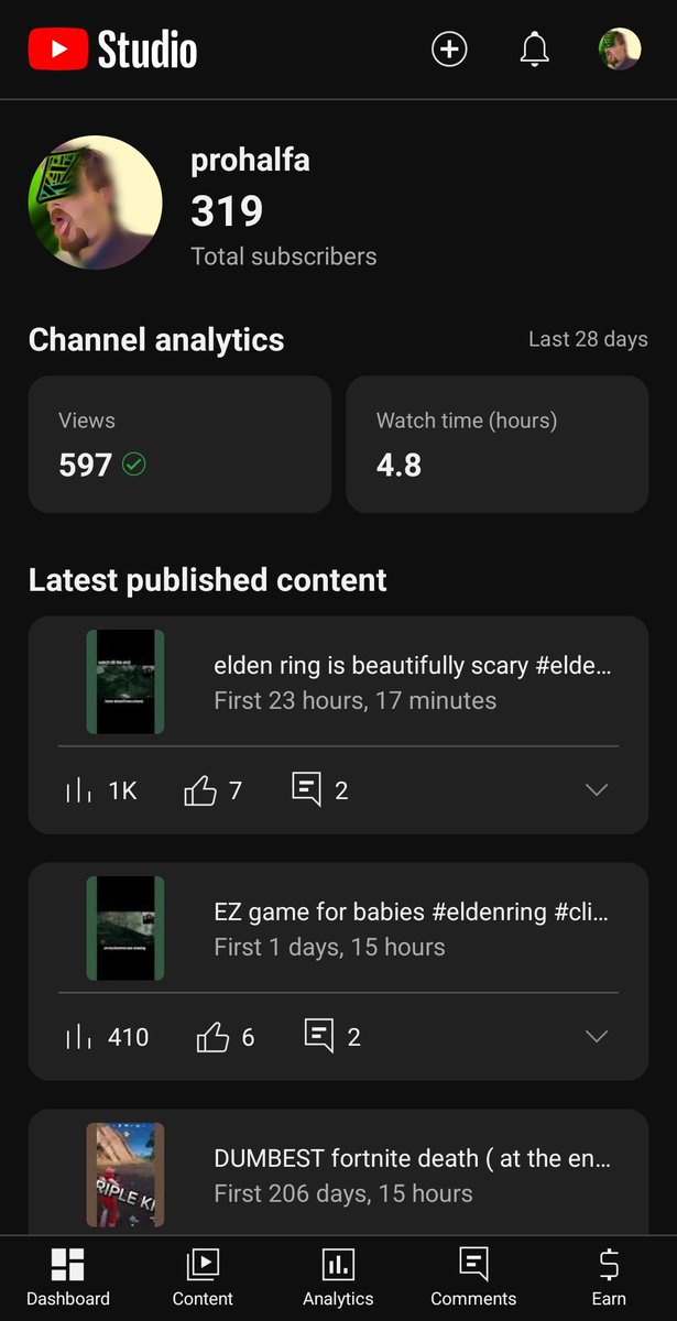 Blake_halfa's tweet photo. First week back making content 
First video to hit 1k
Couple new followers on twitch
And 10 new on tik tok and insta
Life is good having fun and the future is bright https://t.co/hExJpjOMyd
