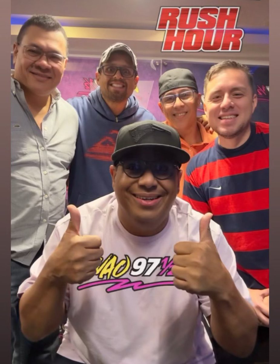 La banda del rush reunida… <a href="/EddyVasquezWao/">Eddy Vasquez K</a> @ROLANDOPTY <a href="/proper_oficial/">Samuel Campos</a> <a href="/ElChinoLimYueng/">Ariel Lim Yueng</a> <a href="/WAO973/">WAO 97.3</a>