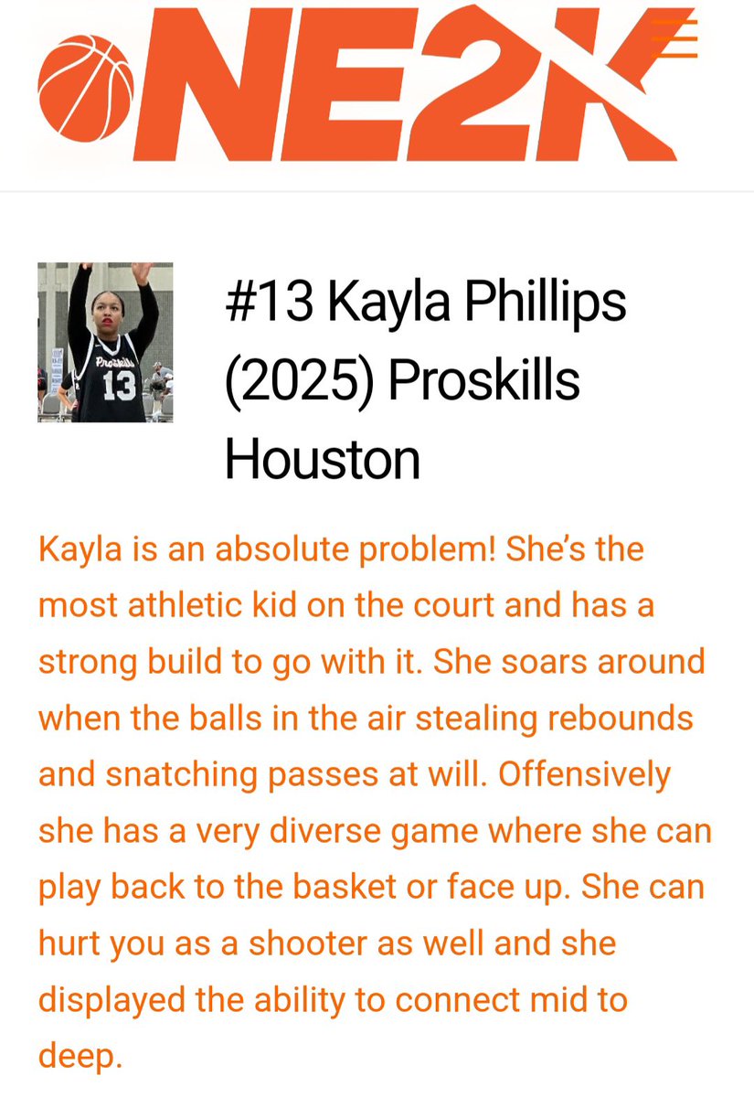 Ended the tournament  off with a bang! I am grateful for the last write up of AAU Season. <a href="/ProskillsHTX/">Nike Proskills Houston</a> 
<a href="/dexsmooth/">Coach-Dex 17U (E-40)</a> 
<a href="/kay33_love/">Kay Phillips</a> 
<a href="/Coach13Murray/">Coach Murray</a>