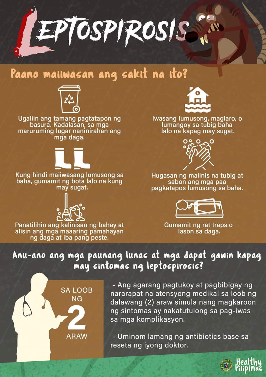 pauloMDtweets's tweet photo. Ngayong walang tigil na naman ang pag-ulan because of #CarinaPH na dulot ay pagbaha sa halos lahat ng lugar, hindi natin maiiwasang lumusong at malubog sa mga flooded area.

Here are some tips and information about leptospirosis and how to avoid it.

Stay safe, warm &amp; dry. https://t.co/DUnnauWdtq