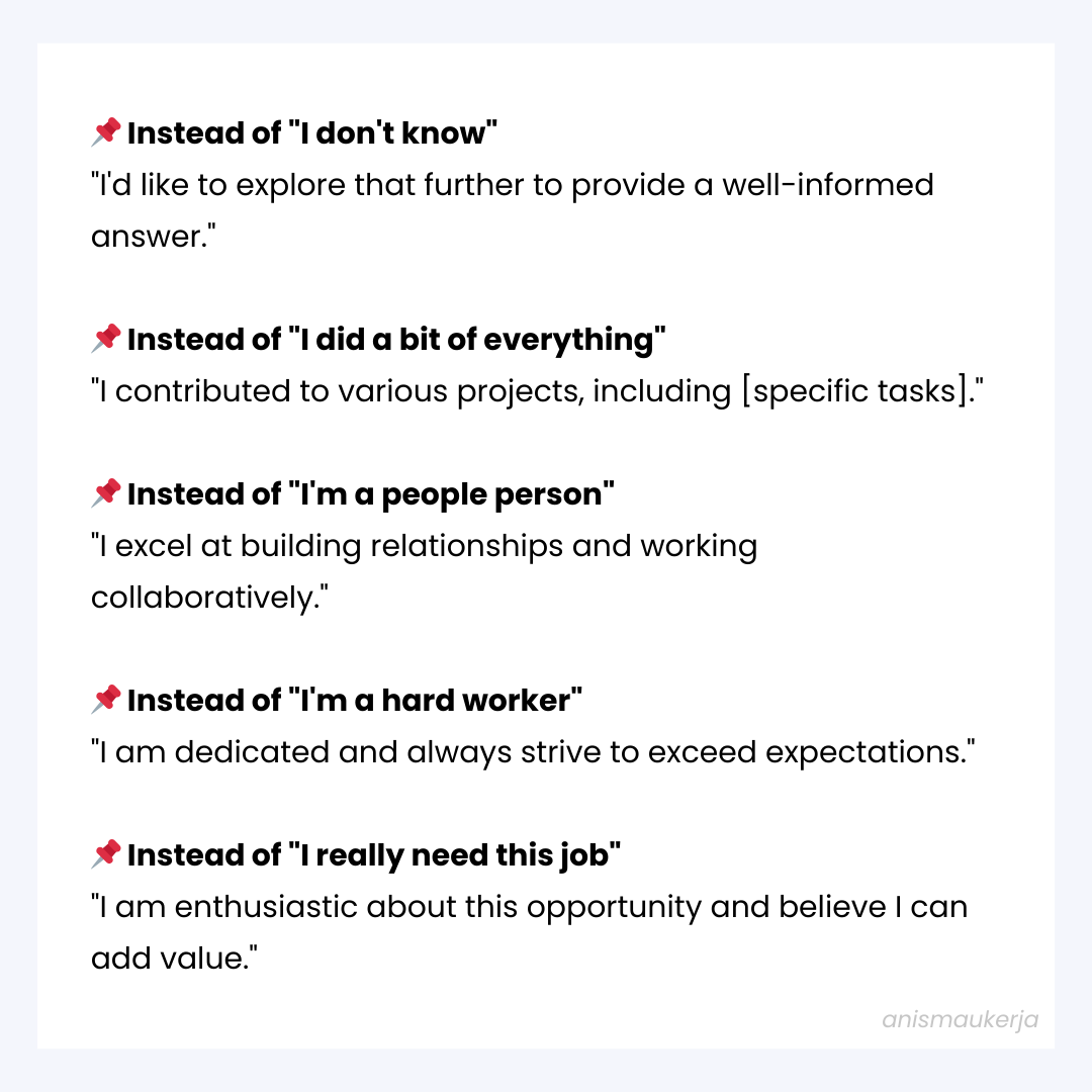 anssxh's tweet photo. How to speak professionally during interview😉