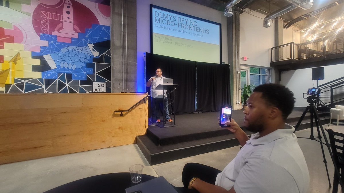 Nerajno (@nerajno) on Twitter photo <a href="/martinrojas/">martin rojas @ RenderATL</a> breaking down the topic: " Demystifying Micro Frontends: A Practical Guide to Modern Web Architecture" at the monthly meeting of <a href="/ATLJavaScript/">Atlanta JavaScript</a>. Caught <a href="/bthebillions/">Will</a> taking a candid shot.
#meetups #javascript #community <a href="/martinrojas/">martin rojas @ RenderATL</a> breaking down the topic: " Demystifying Micro Frontends: A Practical Guide to Modern Web Architecture" at the monthly meeting of <a href="/ATLJavaScript/">Atlanta JavaScript</a>. Caught <a href="/bthebillions/">Will</a> taking a candid shot.
#meetups #javascript #community