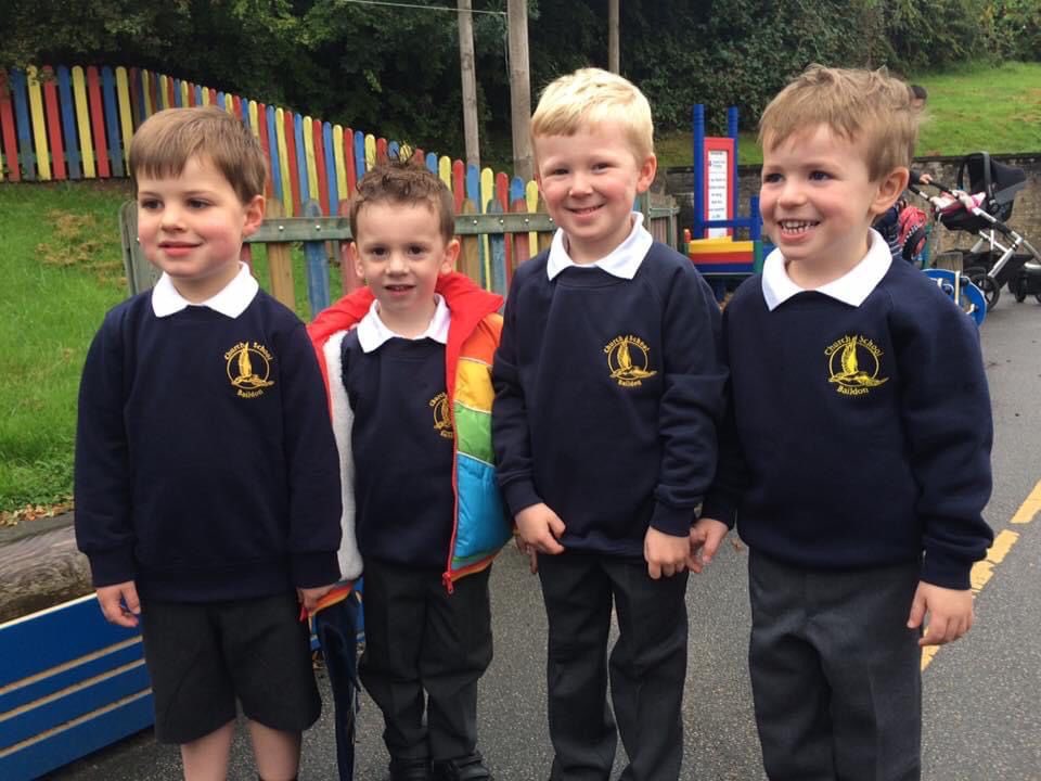 JohnDarnbrook's tweet photo. @BaildonCE - posted with permission from the 4 sets of parents.

First Day and (almost) Last Day - Dylan, Benjamin, Sam D and Zav have LOVED their time at The Church School, from the first day in Reception to their penultimate day today in Year 6.

THANK YOU to all the staff. https://t.co/pPfbx4S1aq