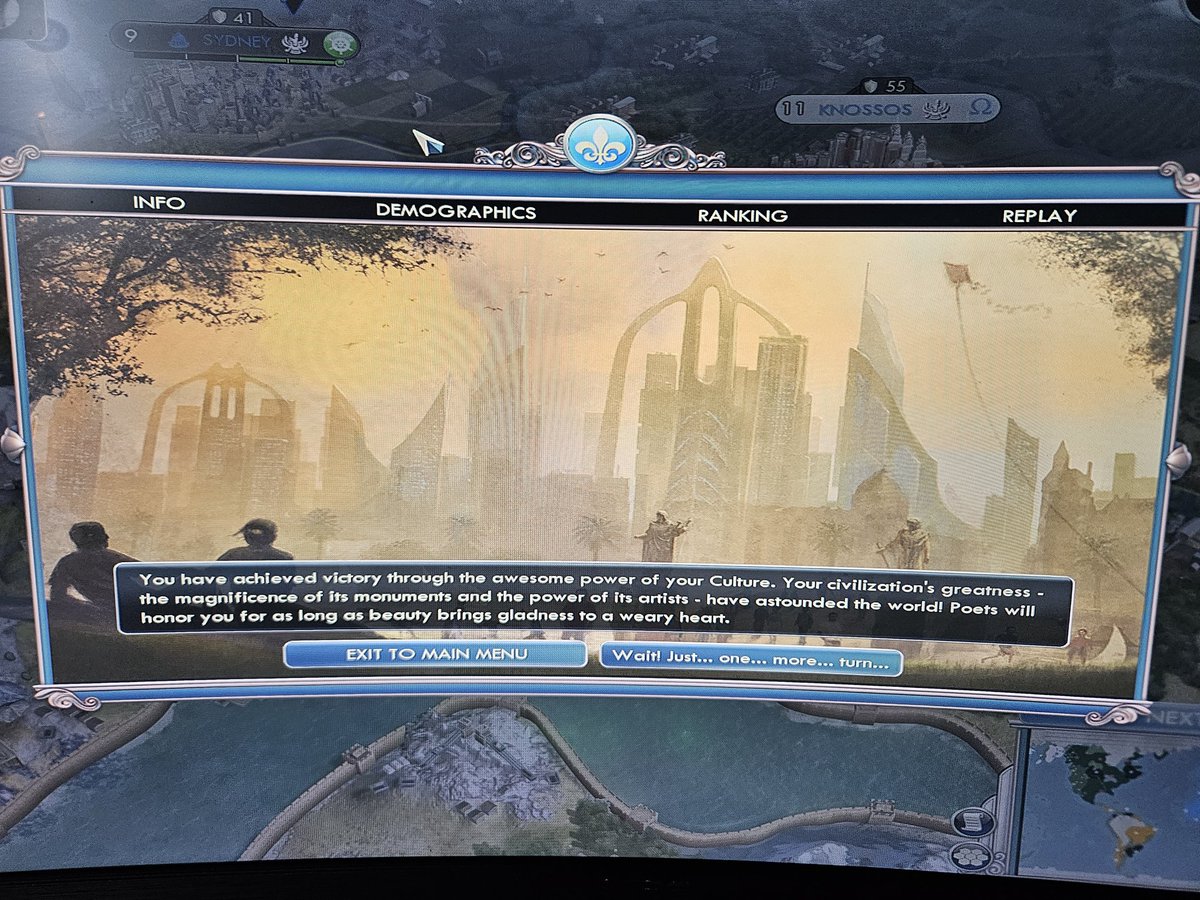MoogIenator's tweet image. 🎶Then notice I said "we",
It's not just me,
I'm what the culture's feeling🎶

(First time I won a game of Civilization 5 through a Cultural Victory)#civ5