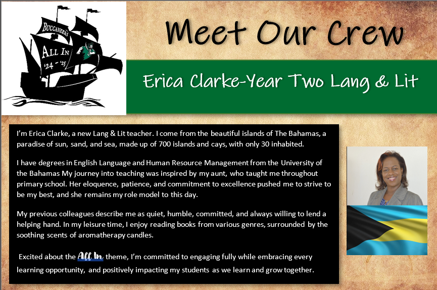 We’re thrilled to welcome you, Ms. Clarke, to our Buccaneer Nation!