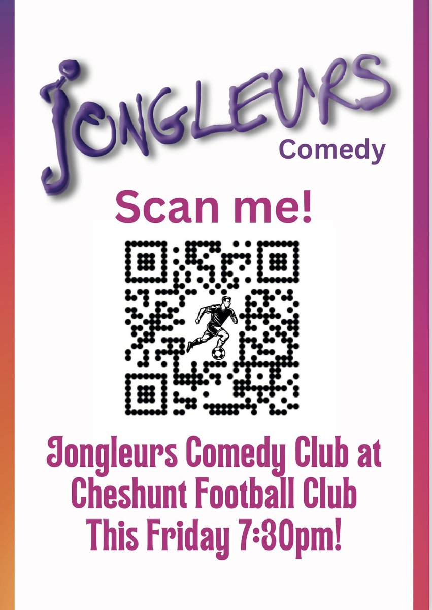 Jongleurs Group Ltd (@jongleurs) on Twitter photo This Friday. <a href="/cheshuntfcscore/">Cheshunt FC</a> don’t miss the funniest night in Cheshunt. Grab your tickets now. jongleurs.com/shows/jongleur… This Friday. <a href="/cheshuntfcscore/">Cheshunt FC</a> don’t miss the funniest night in Cheshunt. Grab your tickets now. jongleurs.com/shows/jongleur…
