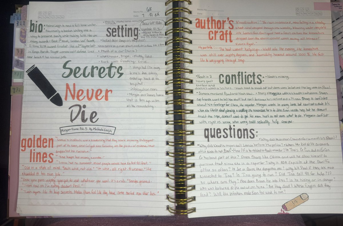 I have been a slacker in posting my reading spreads for this week. Here are the last three. They are all from a series that I am hooked on. There’s one more book I think.