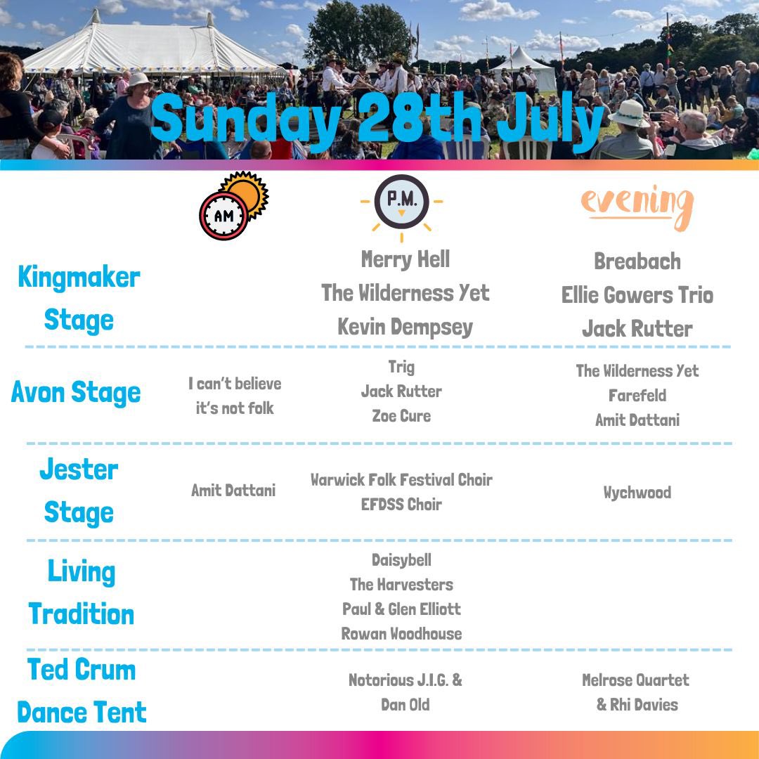 Check out the live music schedule for the main site over the weekend!
#warwick #warwickfolkfestival #folkmusic #folkfestival
