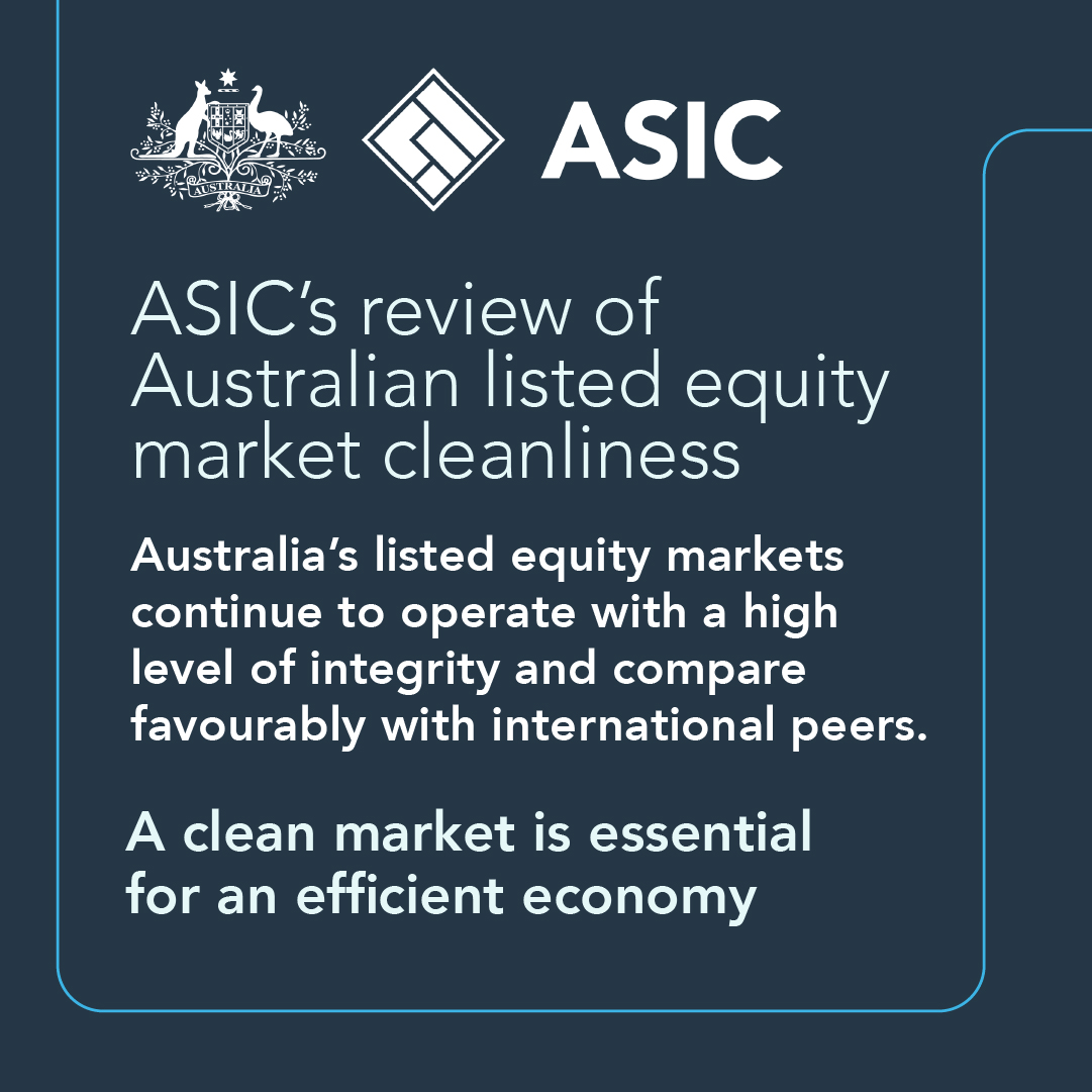 asicmedia's tweet photo. Australia’s equity markets continue to operate with a high level of integrity, supporting business and encouraging investor confidence, and are consistently among the cleanest in the world https://t.co/Gzr2hlmgLf