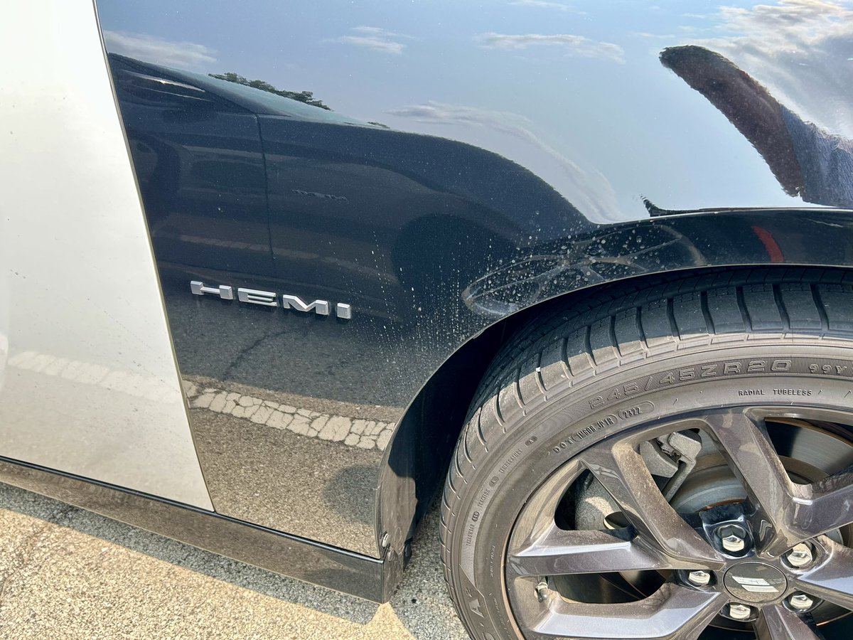 You don’t see civilian spec Charger police cars often. These had civilian wheels, performance fascia and badging. One was a ‘23 with the 345 badges and the other was a Blacktop package with blacked out badges!  My ‘19 R/T in the middle. I wonder if they enjoy the active exhaust?