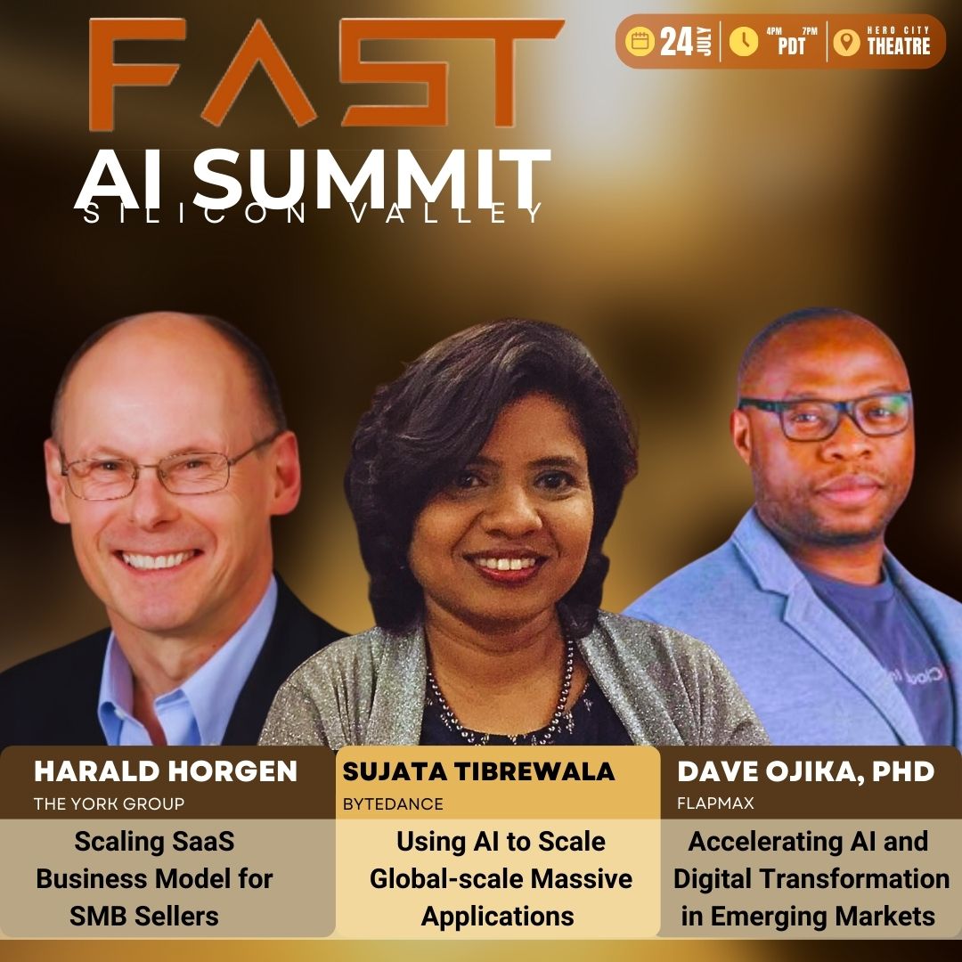 FastAccelerator's tweet image. FAST AI Summit Silicon Valley is here!  
...where #AI meets #sustainability.  
Meet some of the speakers:  
Harald Horgen | The York Group 
Sujata Tibrewala | ByteDance 
Dave Ojika, PhD | Flapmax   
and many more!  
#AI #cloud #ISV #SME