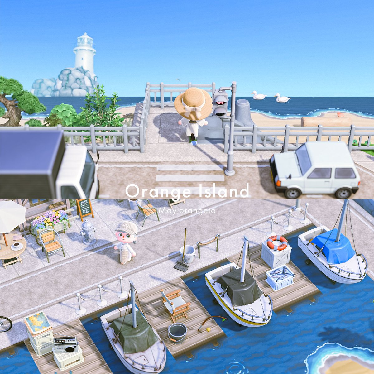 May_orangeto's tweet photo. オランジェ島の夢見番地を更新しました〜！
案内所前に道具があるよ🥰
海がたくさんあるので夏を感じに遊びに来てください〜！⛵️

#どうぶつの森 #あつ森 #ACNH  #あつ森写真部 https://t.co/uK4bX7nT1C