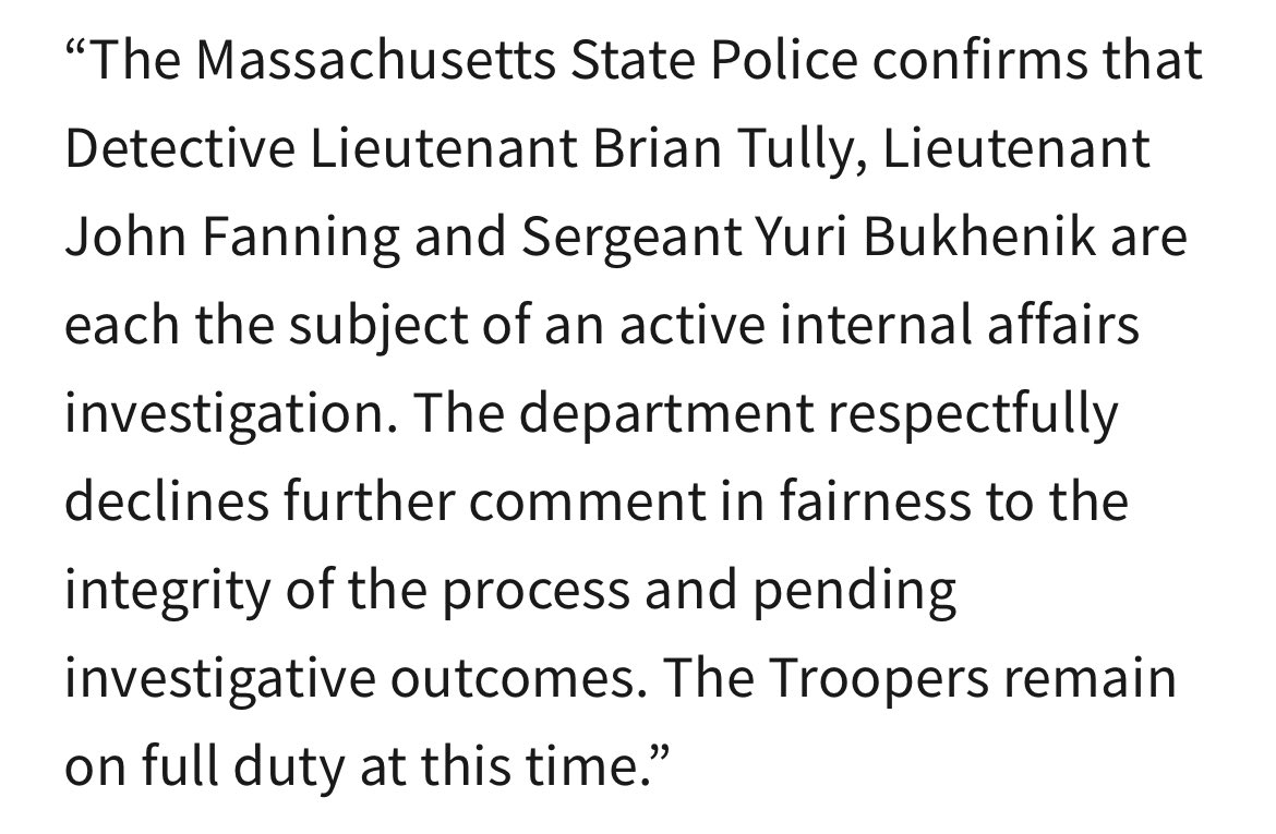 DoctorTurtleboy's tweet photo. Brian Tully wasn’t on the group text where Michael Proctor was sending inappropriate messages about Karen Read. This means the investigation has nothing to do with the text messages. So what do all 3 of these people have in common? They’re all Proctors immediate superiors in the Norfolk County DAs office, they all signed off on his fraudulent reports in the Karen Read case, and they all testified in front of a grand jury that indicted me. This investigation isn’t about dirty text messages, it’s about covering up a murder.