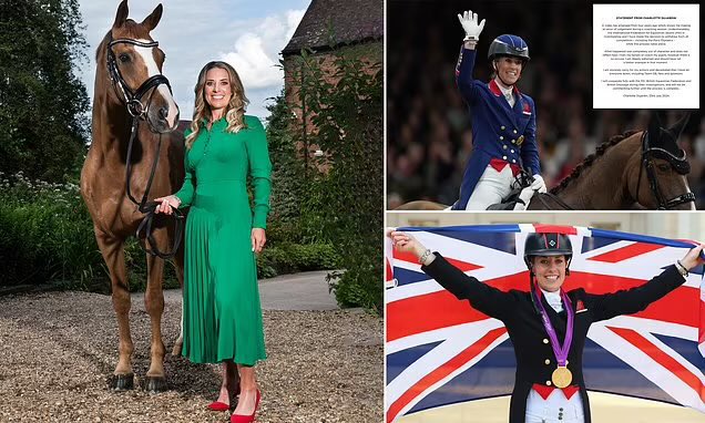 domdyer70's tweet photo. Team GB's three-time Olympic dressage champion Charlotte Dujardin WITHDRAWS from Paris Olympic Games over video emerges showing her making an 'error of judgement' in a coaching session, by allegedly whipping a horse on the legs repeatedly. 

No excuse for animal abuse https://t.co/pTiEdwqfm2