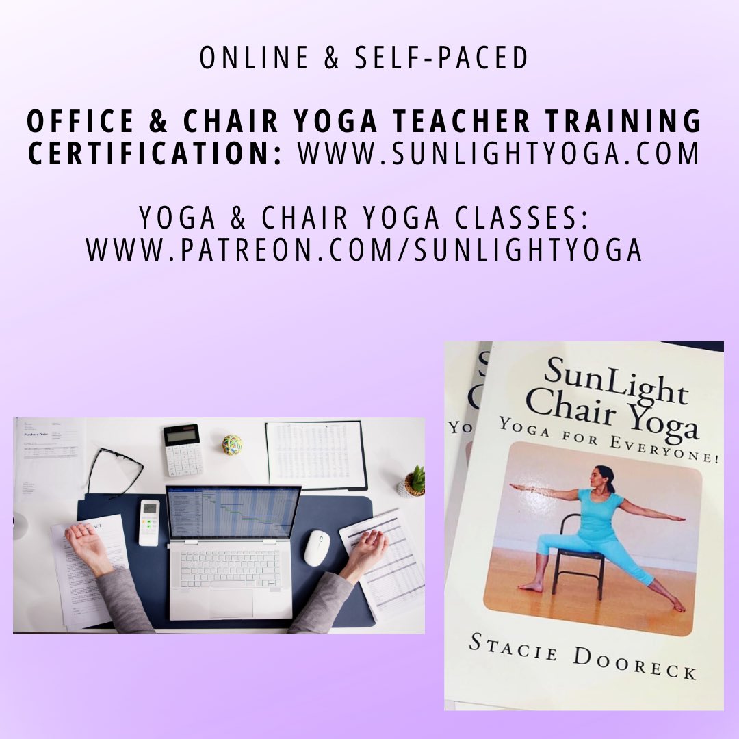 sunlightyoga's tweet photo. Online classes on https://t.co/KF2PDJ4VJW ☀️      

💜 Chair Yoga 🪑🧘🏻‍♀️teacher training certification (40-70 hrs online &amp; self-paced) on https://t.co/Re1JgEMD7I 🕉️           #Yoga #asana #hathayoga #gentleyoga #chairyogateacher  #chairyoga #chairyogateachertraining 🧘🏻‍♀️ https://t.co/SyiGfk2BPk