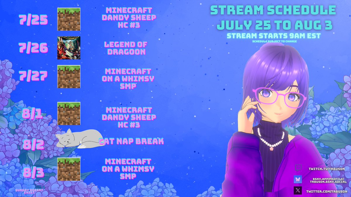 TRBuson's tweet photo. 😺A two week schedule🐾

🗺️Thursdays will be #Minecraft Dandy Sheep &amp; Hardcore World 3 ♥

🐉Fri will be #LegendofDragoon Disc 4

🗺️Saturdays are #OnAWhimsySMP Episode 7 &amp; 8

#ENvtuber #VtuberEN #Vtuber https://t.co/0LfV4EPuLH