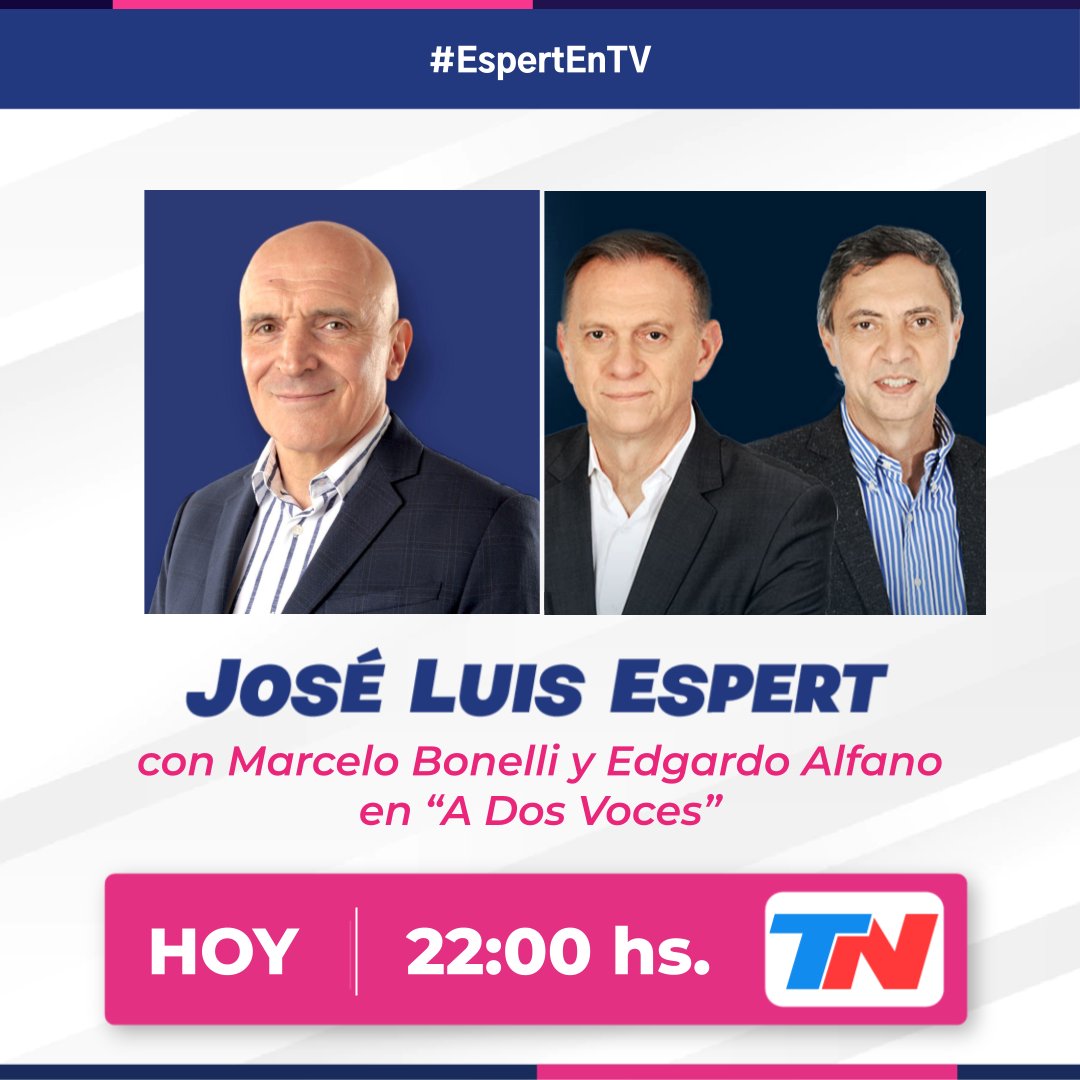 Hoy a las 22:00 hs. estaré con <a href="/bonelliok/">Marcelo Bonelli</a> y <a href="/AlfanoEdg/">edgardo alfano</a> en #ADosVoces por <a href="/todonoticias/">TN - Todo Noticias</a>