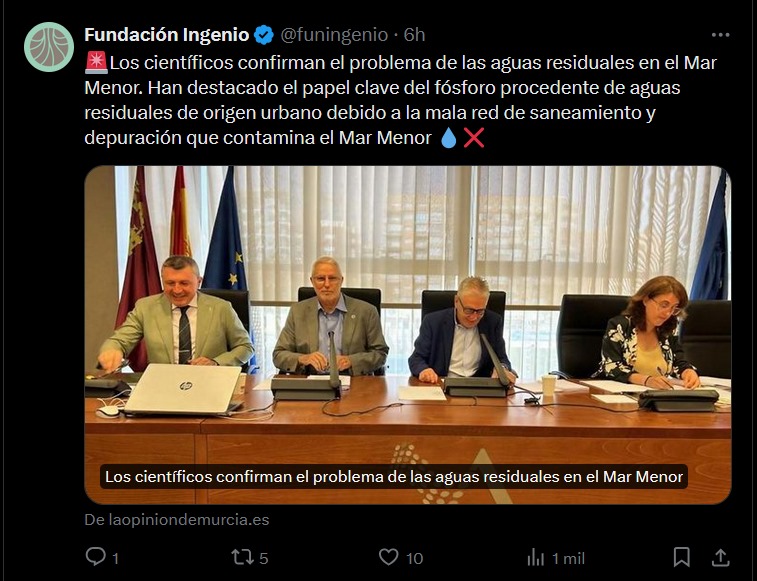 Alianza Mar Menor ➡️ AMARME (@alianzamarmenor) on Twitter photo Contestamos a <a href="/funingenio/">Fundación Ingenio</a> diciéndoles "con todo amor", que su mayor satisfacción no es salvar al #MarMenor, sino es seguir manipulando para engañar con bulos sobre las principales causas del ecocidio del ecosistema 😡.
Por favor, respeten. Dejen de intentar engañar a la gente. Contestamos a <a href="/funingenio/">Fundación Ingenio</a> diciéndoles "con todo amor", que su mayor satisfacción no es salvar al #MarMenor, sino es seguir manipulando para engañar con bulos sobre las principales causas del ecocidio del ecosistema 😡.
Por favor, respeten. Dejen de intentar engañar a la gente.