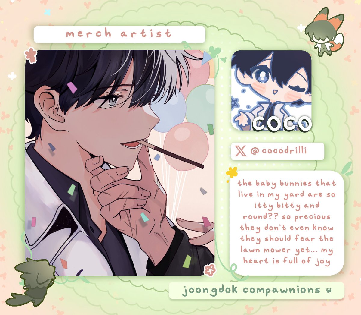 JDFurryzine's tweet photo. Our next merch artist is Coco @cocodrilli ! She’s so sweet and cute just like her art 💗 So excited to run in the fields with her 🐰 https://t.co/g1K5V1vrRR