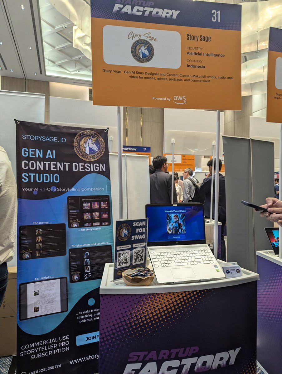 trystorysage's tweet image. our booth is ready to be visited at #TechInAsia KL! meet us here guys✨