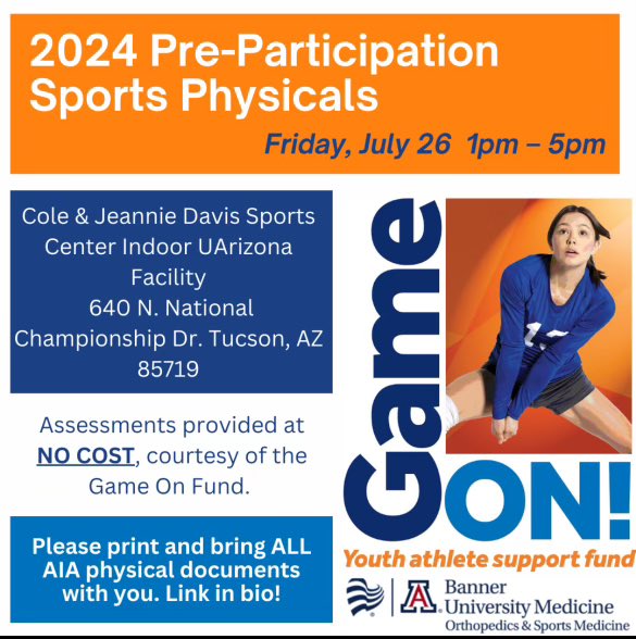 EyeTucson's tweet image. Here’s the information on the free physicals being offered by Banner - University Medical Center Tucson this Friday on the UA campus.
