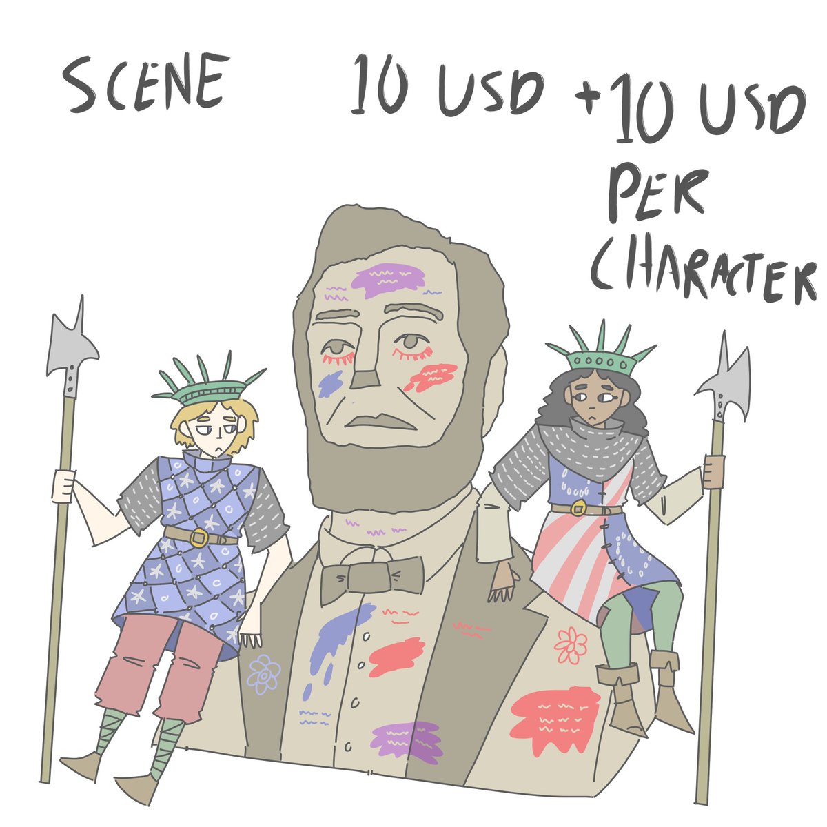 iniemohk's tweet image. Ok I'm not doing 3D modelling anymore cause my laptop broke but I'm doing big scene drawings now! Prices for that vary so just DM me so I can estimate!