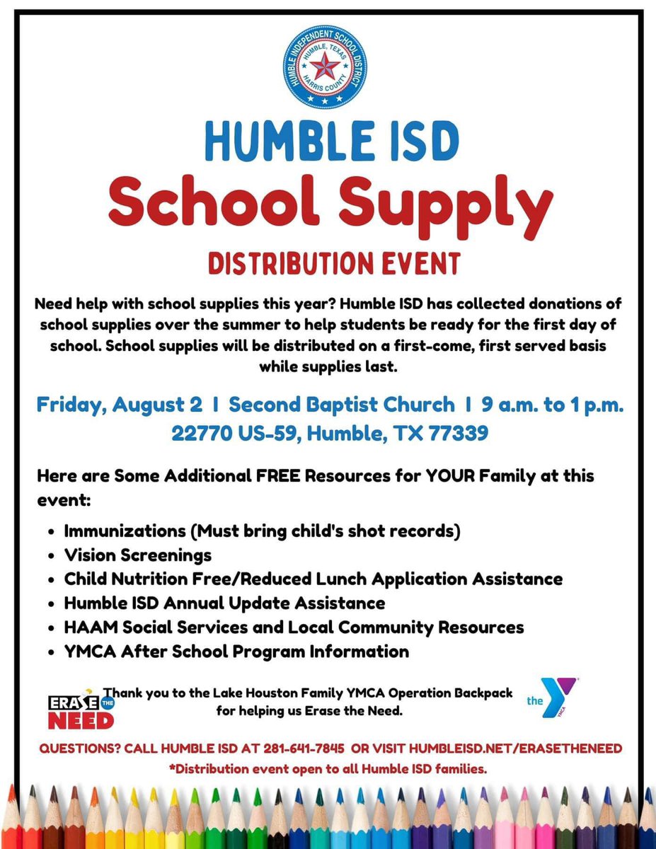 School supplies make a world of difference! Thanks to <a href="/HumbleISD/">Humble ISD</a> Erase the Need initiatives in providing essentials, kids are equipped to succeed from day one. Let's ensure every child has what they need to thrive. 📚🖍️