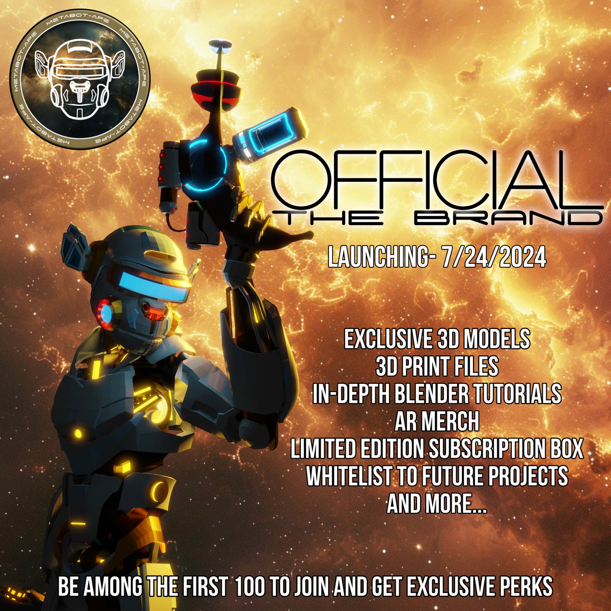ApolloOfficia15's tweet photo. Are you ready?
Join my space tomorrow @10am EST to learn more about the brand, the story behind it, how you can join the community and what perks are available to members! #NFT #NFTs #3DArtist #NFTCommunity #MetaBotApes @niftyisland @akidcalledbeast #NiftyGang @Blender #Blender https://t.co/HsFwAcP6QL