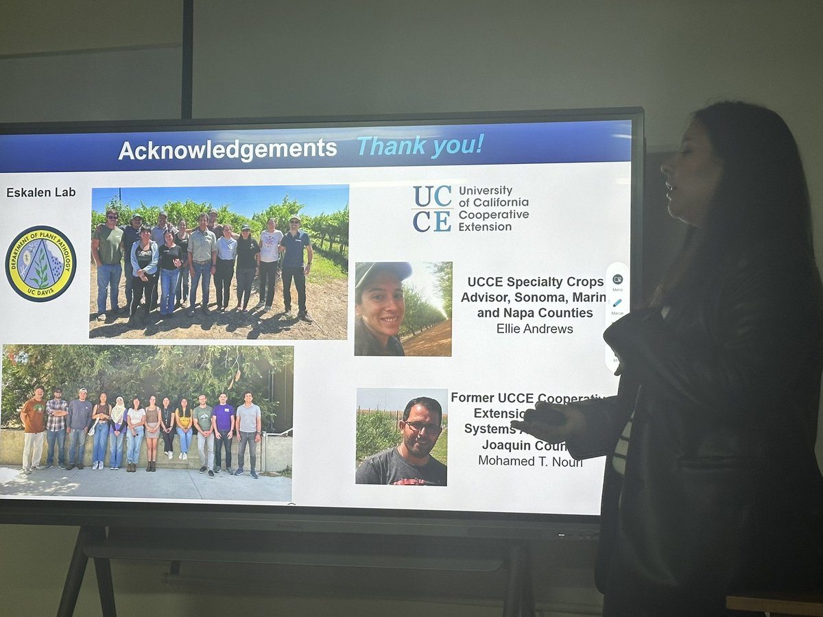 Participando en presentaciones de avances de tesis en el area de fitopatología en la Universidad Austral de Chile junto con la investigadora Dra Karina Elfar UCDavis, Dr. Enrique Ferrada y en seminario para postgrado del Instituto de producción y Sanidad vegetal, UACH