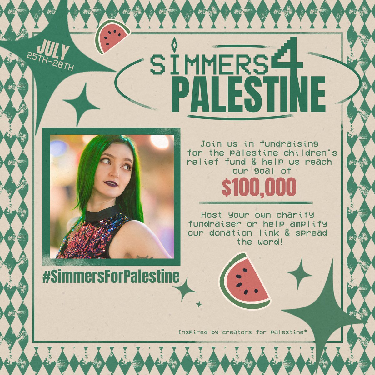 this Friday, i'll be joining #SimmersForPalestine and fundraising for PCRF!!

we're gonna play The Sims 2 and you can donate to either ruin my game or hear me explain TS2 lore at you i'm VERY EXCITED 🍉✨