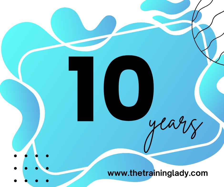Today marks 10 years since I launched my little training blog. 166 posts later and still going. Thank you to everyone for the ongoing support. Let's see what the next 10 years brings..
thetraininglady.com
#Productivity #Sydney #Teamwork #Microsoft #Training #learning