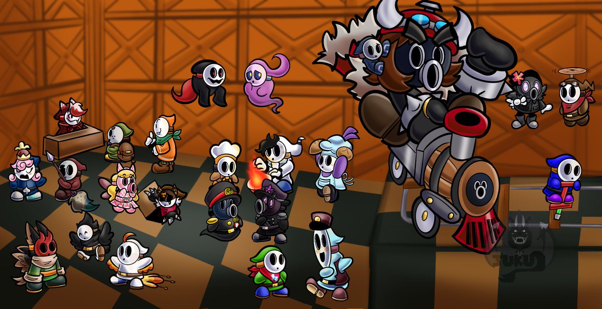 Ninjuku_kaiju's tweet photo. SHY GUY MASS ATTACK
Looks like Rizza kidnapped a bunch of shy guys and took them all to her Tower of fun! Though, they all seem to be making do with the situation until someone eventually saves them lol
#artfight #artfight2024 https://t.co/DvTygiNzoC