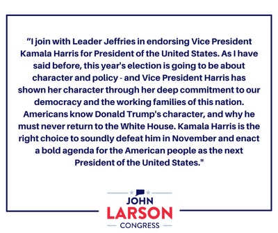 Vice President <a href="/KamalaHarris/">Kamala Harris</a> is the right choice to soundly defeat Donald Trump in November and enact a bold agenda for the American people as the next President of the United States. She has my full endorsement.