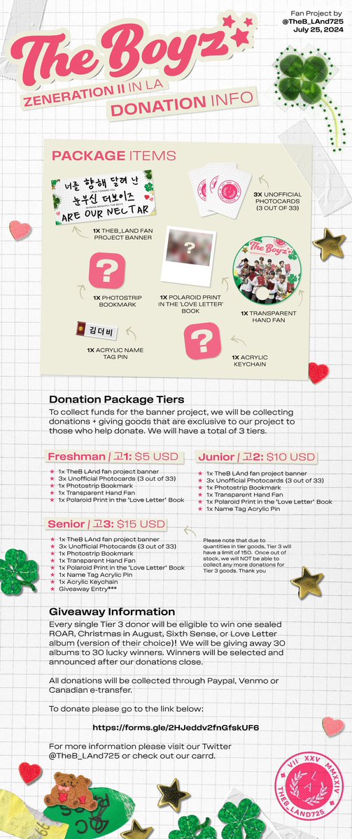 THE B!
Just a few hours left before our donations end! We really appreciate the help and you’ll also be able to receive some super cute goodies (and entered into an OFFICIAL album giveaway)!!

Donate with the link in our pinned tweet!