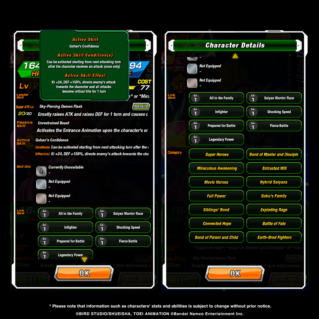 dokkan_global's tweet photo. First-hand information on LR [Newfound Power Beyond the Ultimate] Gohan (Beast)'s stats! (1/2) https://t.co/BW4W3LE3IN