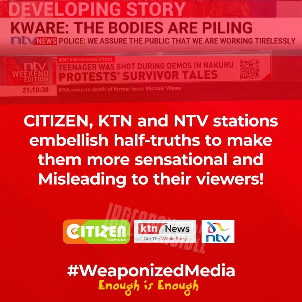 KKCommetary's tweet photo. The media has a responsibility to present a balanced views.

#EnoughIsEnough 
#WeaponizedMedia 

Zimmerman Susan Nakhumicha #KTNGenocideMedia moses Kuria Nairobi CBD Daily nation Rachel Omamo KTN news Nairobi Hospita Soipan Tuya https://t.co/V5mBjhH4oW
