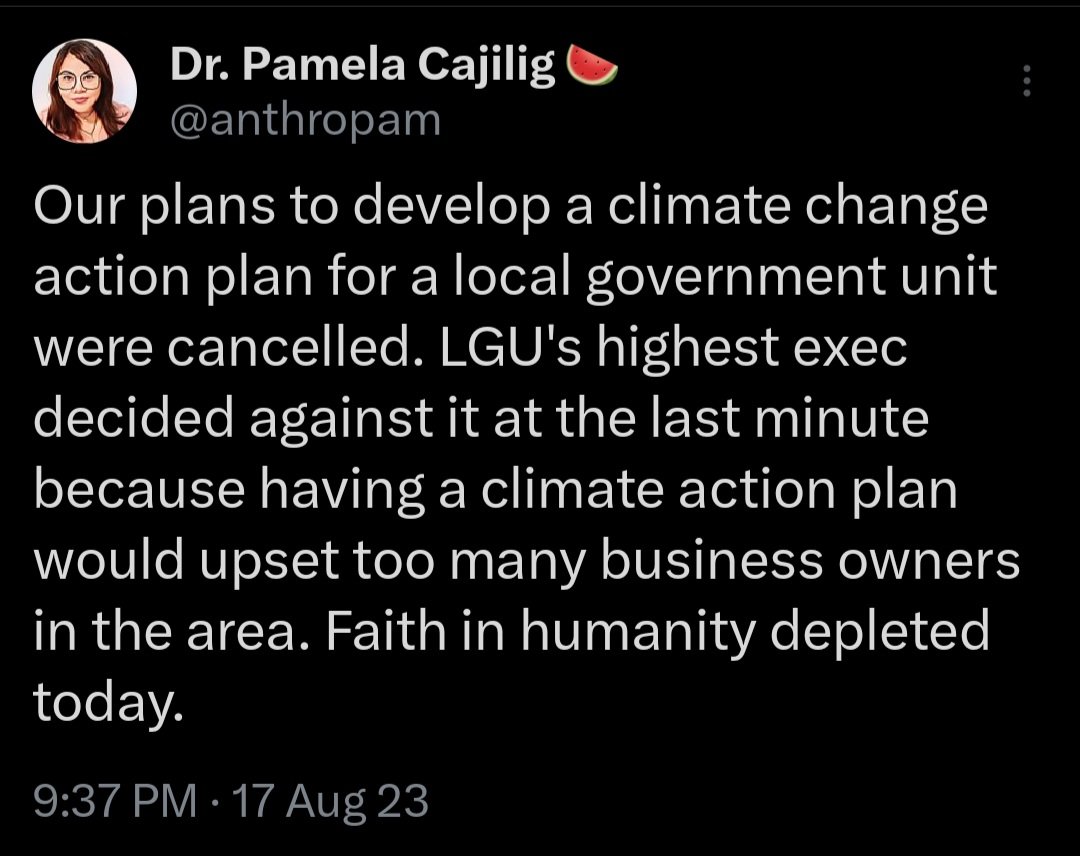 anthropam's tweet photo. Hi LGU who cancelled our climate action planning project last year at the last minute 👋 I hope your constituents know how to swim. https://t.co/5ipSeJhktE