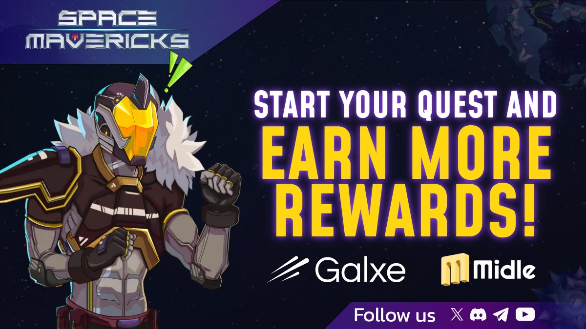 If you want to earn more points for more rewards or get an additional boost for your Adventure Mode points, start questing now! 👊

1⃣ Galxe: app.galxe.com/quest/spacemav…

2⃣ Midle:
app.midle.io/airdrops/space…