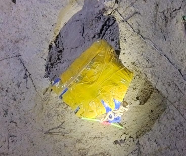 BSF_Rajasthan's tweet photo. In the early hours of 24 July 2024, troops of #BSF SriGanganagar carried out a joint search operation with Anupgarh Police &amp; DST Bikaner Range; during the search, two packets (weighing 4 kg) of suspected #Heroin were recovered from the fields along the Indo-Pak IB in #Anupgarh. https://t.co/8MCVaiBs03