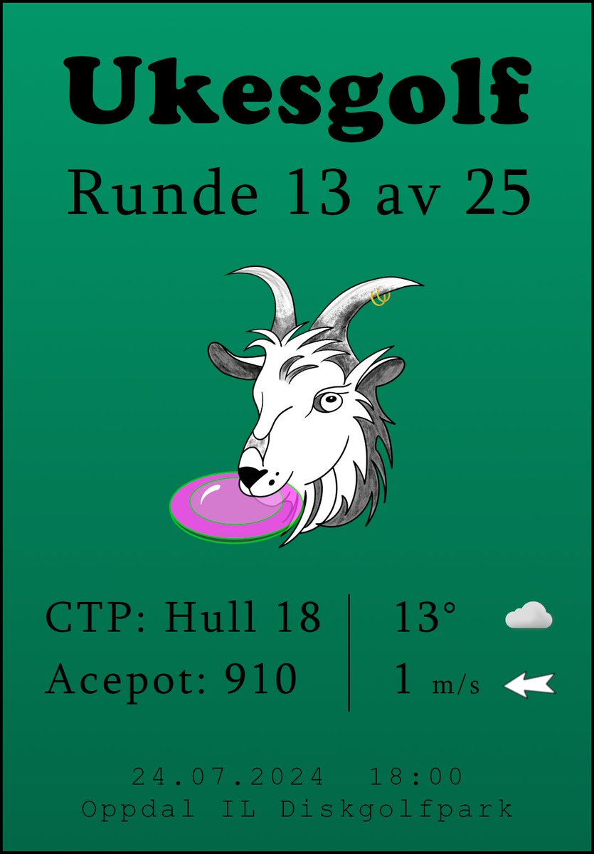 OppdalDiskgolf's tweet photo. Kom og test ny konfigurasjon av hull 6 på ukesgolf. #oppdal #diskgolf https://t.co/WNRpUoT7R6