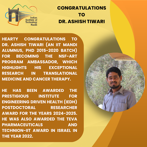 AAS_IITMandi's tweet photo. Hearty congratulations to Dr. Ashish Tiwari (an IIT Mandi Alumnus, PhD 2015-2020 batch) on becoming the NSF-ART program ambassador
For more details, please click on the following link:
https://t.co/OqyPdrXTJB https://t.co/lcxz1BEn4W