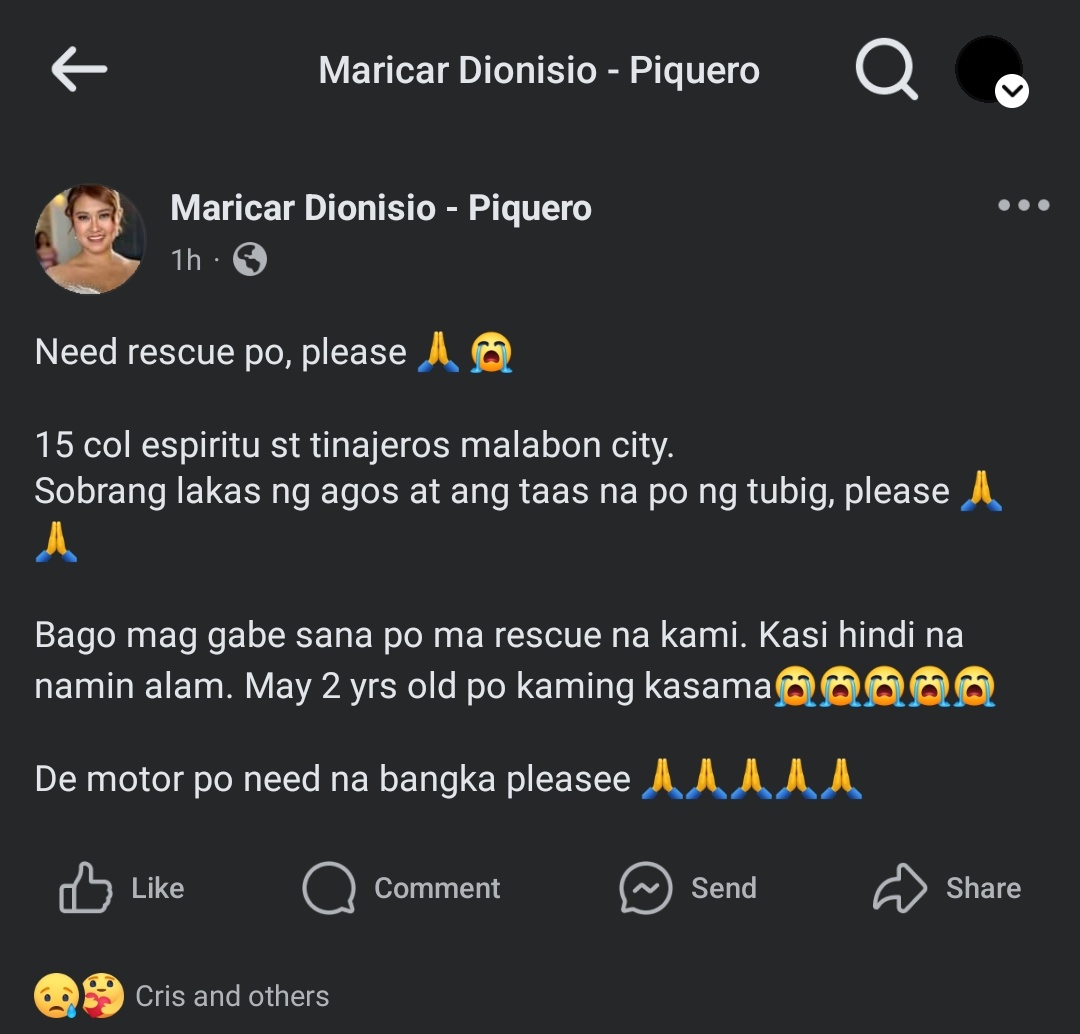 ffairyhsnn's tweet photo. ‼️ HI EVERYONE ! HELP ME TO SPREAD THIS POST PLEASE, THE PEOPLE IN MY CITY NEED HELP PO !! kanina pa po kailangan ng rescue but still no response :( 

#CarinaPH https://t.co/dowpCS6TcM