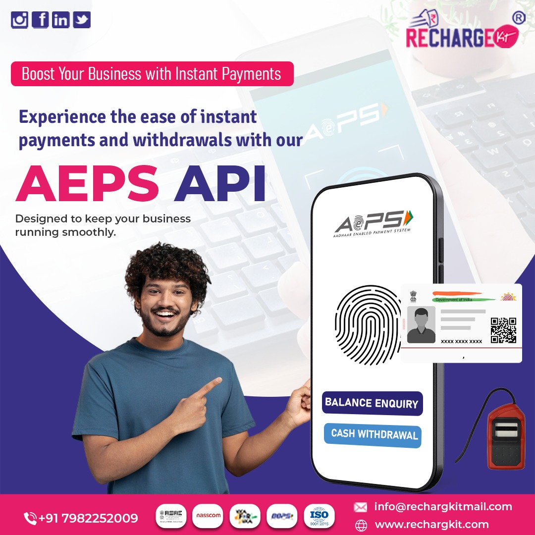 RechargeKit's tweet image. Boost your business with instant payments! 🚀
Experience seamless transactions with our AEPS API. Keep your business running smoothly with instant payments and withdrawals.
🌐 rechargkit.com
#RechargeKit #AEPSAPI #InstantPayments #BusinessSolutions #AEPS #API