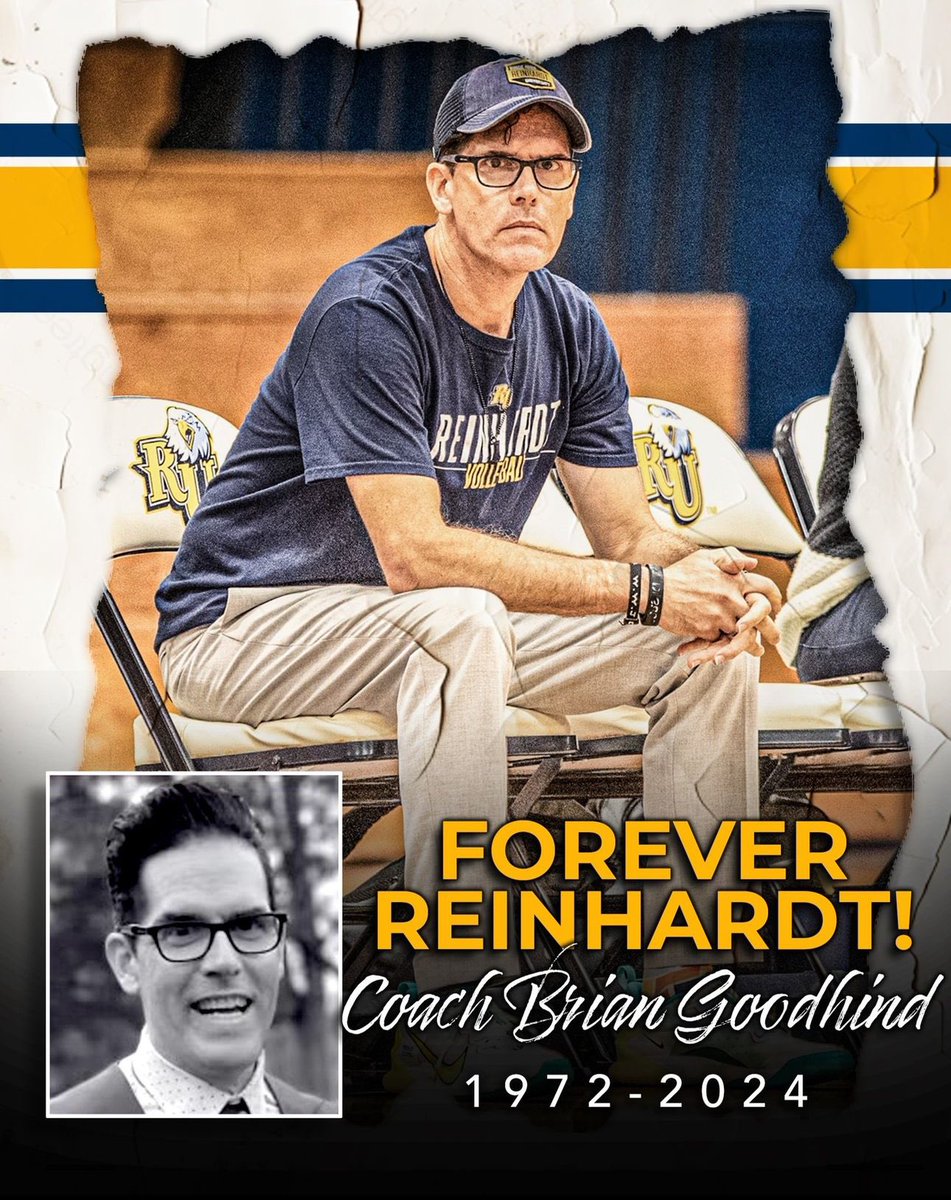 RU_Eagles's tweet photo. RU sadly reports the loss of one of their own today. Coach Brian Goodhind fought his last battle and went to be with the Lord on July 19, 2024. It is a sad day for RU, Reinhardt Athletics, and the lives of the student-athletes that he touched over the years. He will be missed! https://t.co/TwdecWYtu7