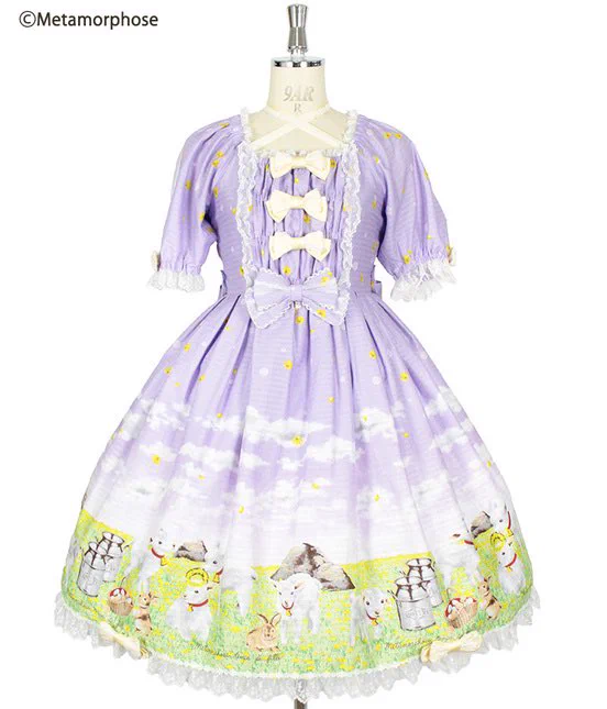 I finally purchased my first lolita full lolita piece!! Dreamy Little Farm OP from Metamorphose!!!! In the lavender color way!!!!!! I'm so excited to try it on for the first time when it gets here ;-; 