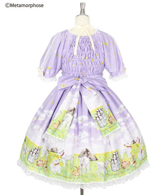 I finally purchased my first lolita full lolita piece!! Dreamy Little Farm OP from Metamorphose!!!! In the lavender color way!!!!!! I'm so excited to try it on for the first time when it gets here ;-; 