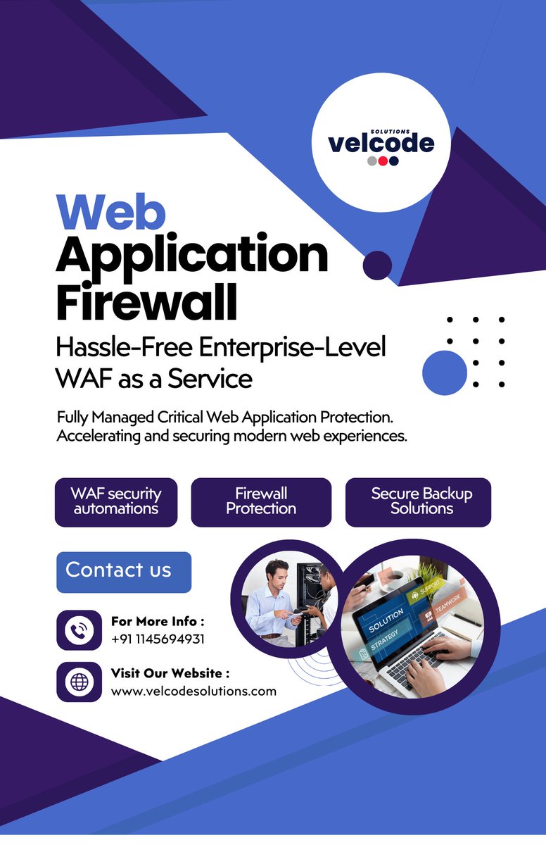VelcodePvt's tweet image. Protect Your Website with a Web Application Firewall (WAF) . 

Keep your site safe from cyber threats with our robust WAF solution! Real-time monitoring, improved performance, and peace of mind. 

#cybersecurity #websecurity #velcode

Contact us: velcodesolutions.com